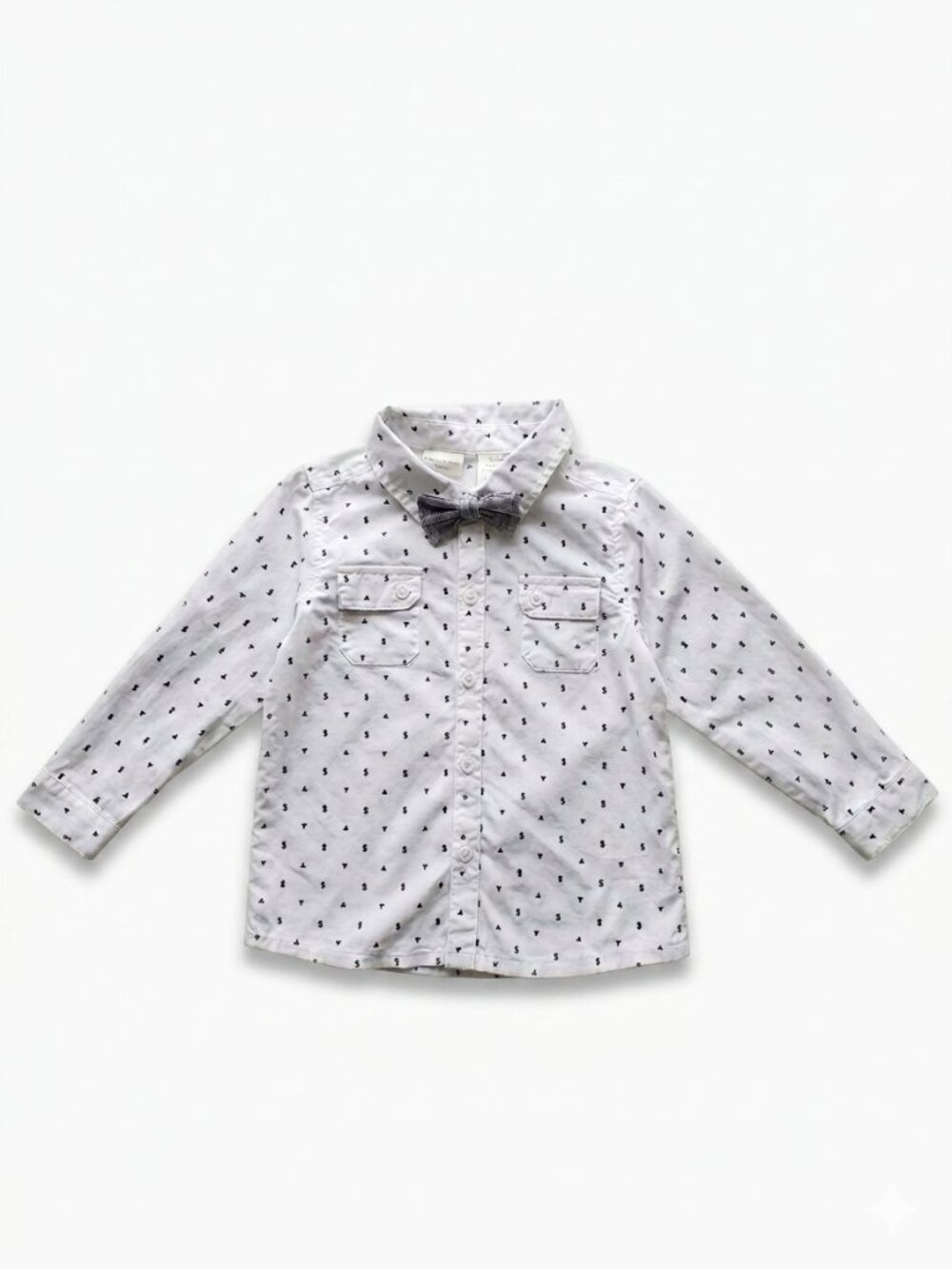 Kardashian Kids Toddler Geometric Print Button-Down Shirt & Bow Tie - 24M